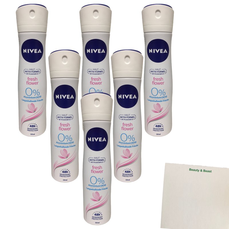 Nivea Deo für Frauen Fresh Flower 6er Pack (6x150ml Spray) + usy Bloc