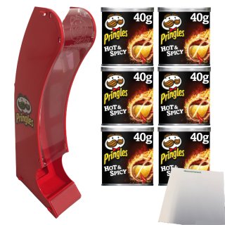 Pringles Hot & Spicy + Spender Original für 6 kleine Dosen (6x40g Packung) + usy Block