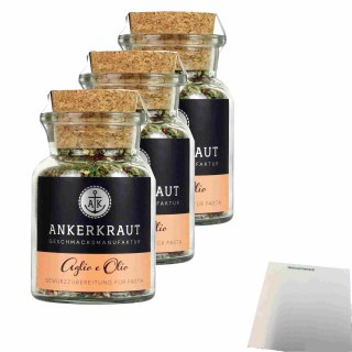 Ankerkraut Gewürze Aglio e Olio 3er Pack (3x50g glas) + usy Block