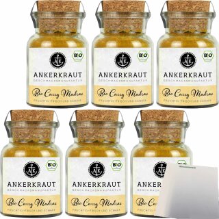 Ankerkraut Bio Curry Madras 6er Pack (6x70g Glas) + usy Block
