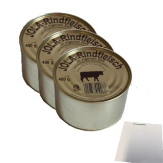 Jola Rindfleisch im eigenem Saft 3er Pack (3x400g Dose) + usy Block