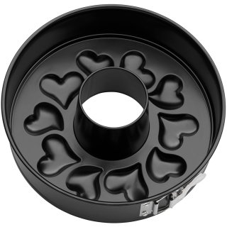 Kaiser Springform mit Herz Motiv Rohrboden, runde Backform (ca. 26cm Ø)