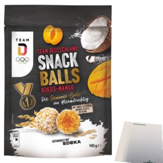 Edeka Snack Balls Mango Kokos Aprikose (145g Beutel) + usy Block