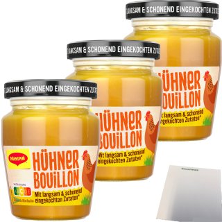 Maggi Eingekochte Bouillon Huhn für je 3,5l 3er Pack (3x160g Glas) + usy Block