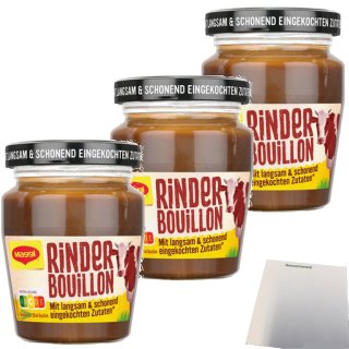 Maggi Eingekochte Bouillon Rind für je 3,5l  3er Pack (3x160g Glas) + usy Block