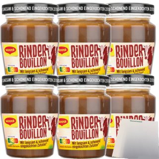 Maggi Eingekochte Bouillon Rind für je 3,5l  6er Pack (6x160g Glas) + usy Block