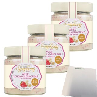Brinkers Weiße Schokoladencreme Erdbeere 3er Pack (3x270g Glas) + usy Block