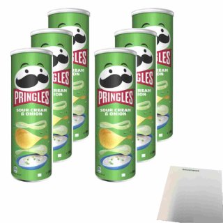 Pringles Sour Cream & Onion 6er Pack (6x185g Dose) + usy Block