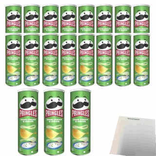 Pringles Sour Cream & Onion 19er Pack (19x185g Dose) + usy Block