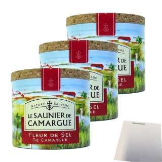La Saunier de Camargue Fleur de Sel Bio La Saunier de Camargue Meersalz 3er Pack (3x125g Dose) + usy Block