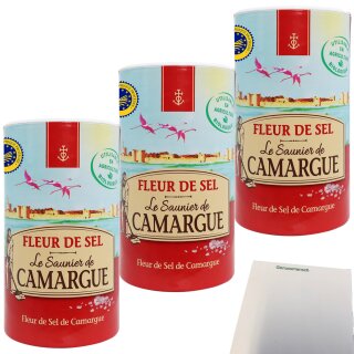 Le Saunier de Camargue Fleur de Sel Le Saunier de Camargue Meersalz 3er Pack (3x1kg Dose) + usy Block