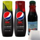 SodaStream Pepsi Max Lime & Cherry Getränke-Sirup Zero Zucker + sodados Cola Fizzy Forest Fruits Bundle (2x0,44l, 1x0,5l Flasche) + usy Block