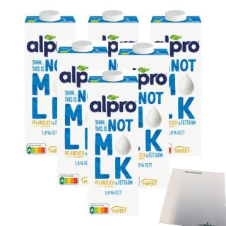 Alpro Not MILK pflanzlich & fettarm 6er Pack 1,8% (6x1 Liter) + usy Block
