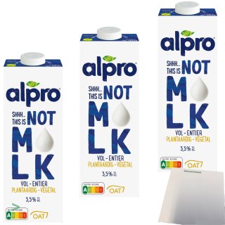 Alpro Not MILK pflanzlich & voll 3,5% 3er Pack (3x1 Liter) + usy Block