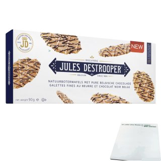 Jules Destrooper, Naturbutterwaffeln mit dunkle Schokolade (90g Packung) + usy Block