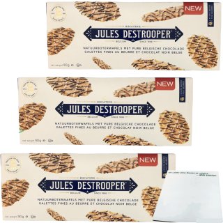 Jules Destrooper, Naturbutterwaffeln mit dunkle Schokolade 3er Pack (3x90g Packung) + usy Block