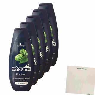 Schauma Shampoo For Men mit Hopfen 5er Pack (5x400ml Flasche) + usy Block