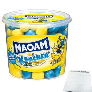 Haribo Maoam Kracher Blue Banana (600g Runddose) + usy Block
