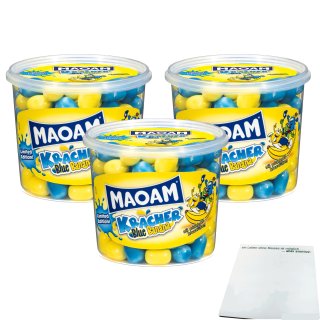 Haribo Maoam Kracher Blue Banana 3er Pack (3x600g Runddose) + usy Block
