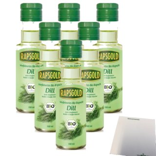 Rapsgold Bio Würzöl Dill 6er Pack (6x100ml Glas) + usy Block