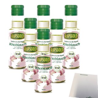 Rapsgold Bio Würzöl Knoblauch 6er Pack (6x100ml Glas) + usy Block