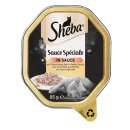 Sheba Sauce Speciale mit Putenhäppchen in heller Sauce 3er Pack (3x85g Packung) + usy Block