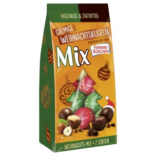 Ferrero Küsschen Cremige Weihnachtskugeln Haselnuss und Zartbitter Schokolade (100g Tüte)