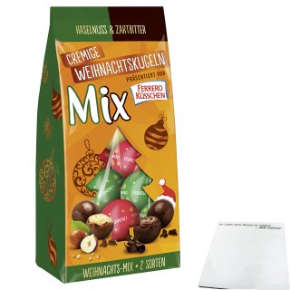 Ferrero Küsschen Cremige Weihnachtskugeln Haselnuss und Zartbitter Schokolade (100g Tüte) + usy Block