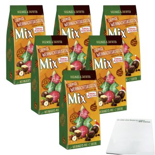 Ferrero Küsschen Cremige Weihnachtskugeln Haselnuss und Zartbitter Schokolade 6er Pack (6x100g Tüte) + usy Block