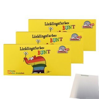 Ottifanten Vollmilch Schokolade Limited Edition, Lieblingsfarbe: BUNT 3er Pack (3x100g Tafel) + usy Block