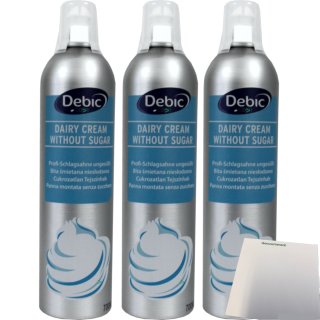 Gastro Sprühsahne ungesüßt 35% von Debic 3er Pack (3x700ml Flasche, blau) + usy Block