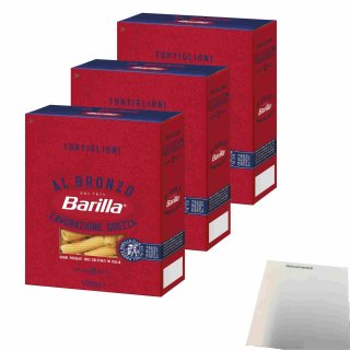 Barilla Al Bronzo Tortiglioni 3er Pack (3x400g Packung) + usy Block