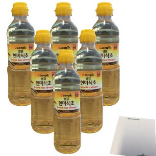 Sempio Braune Reis Essig 6er Pack (6x500ml Flasche) + usy Block