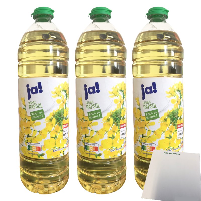Ja Rapsöl ja! Reines Rapsöl 3er Pack (3x1l Flasche) + usy Block