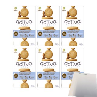 Belkorn activa Biscuits Mandel wenig Zucker 6er Pack (6x120g Packung) + usy Block
