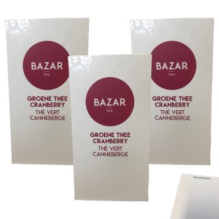 Bazar grüner Tee Preiselbeere 3er Pack (3x37,5g Packung) + usy Block