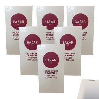 Bazar grüner Tee Preiselbeere 6er Pack (6x37,5g Packung) + usy Block
