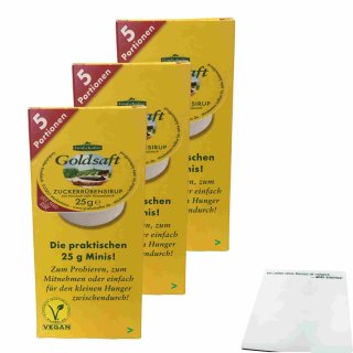 Grafschafter Goldsaft Zuckerrübensirup 3er Pack (3x5 Portionen von 25g) + usy Block
