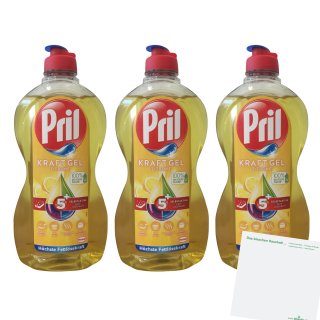 Pril Kraft Gel Zitrone 3er Pack (3x450ml Flasche) + usy Block