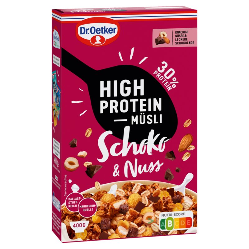 Dr. Oetker High Protein Müsli Schoko & Nuss 3er Pack (3x400g Packung)