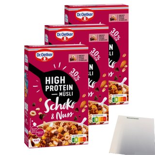 Dr. Oetker High Protein Müsli Schoko & Nuss 3er Pack (3x400g Packung) + usy Block