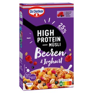 Dr. Oetker High Protein Müsli Beeren & Joghurt (400g Packung)