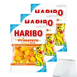 Haribo Primavera Aprikose & Pfirsich 3er Pack (3x175g Packung) + usy Block