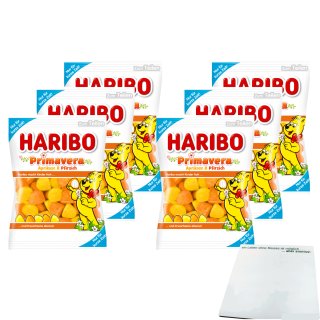 Haribo Primavera Aprikose & Pfirsich 6er Pack (6x175g Packung) + usy Block