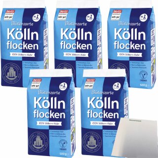 Kölln Blütenzarte Köllnflocken 5er Pack (5x500g Packung) + usy Block