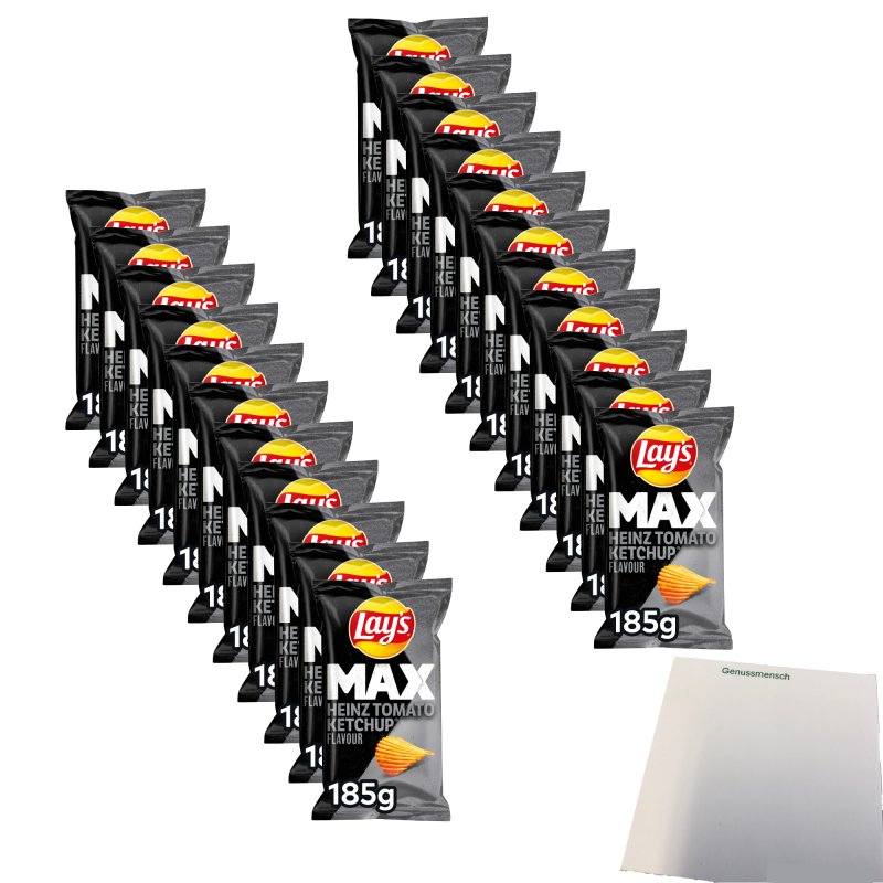 Lays Max Heinz Tomaten Ketchup Flavour (22x185g Packung) + usy Block