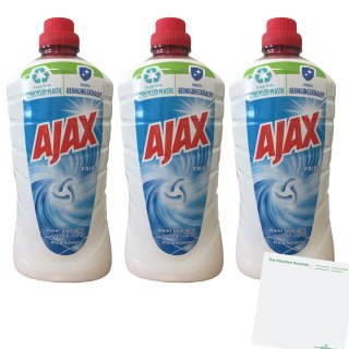 AJAX Allzweckreiniger Fris - Frischeduft 3er Pack (3x1L Flasche) + usy Block