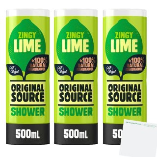 Original Source Zingy Lime Duschgel 3er Pack (3x500ml Flasche) + usy Block