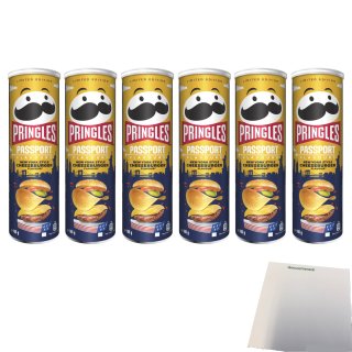 Pringles Passport Flavours New York Style Cheeseburger Flavour 6er Pack (6x185g Packung) + usy Block