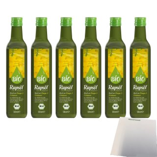 Bio Rapsöl nativ kaltgepresst 6er Pack (6x500ml Flasche) + usy Block